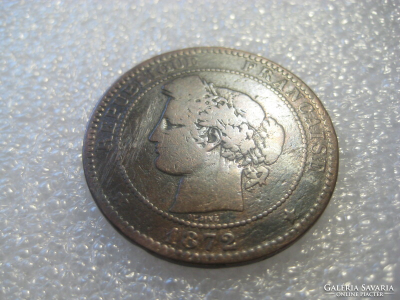 10 centimes   1872 . bronz ,  III. Köztársaság   30 mm