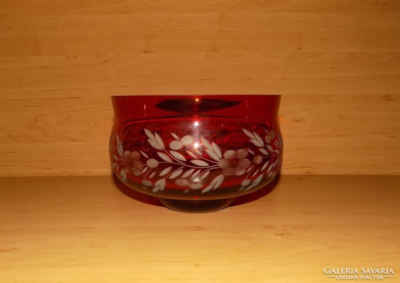 Retro red polished glass bowl centerpiece (6p)