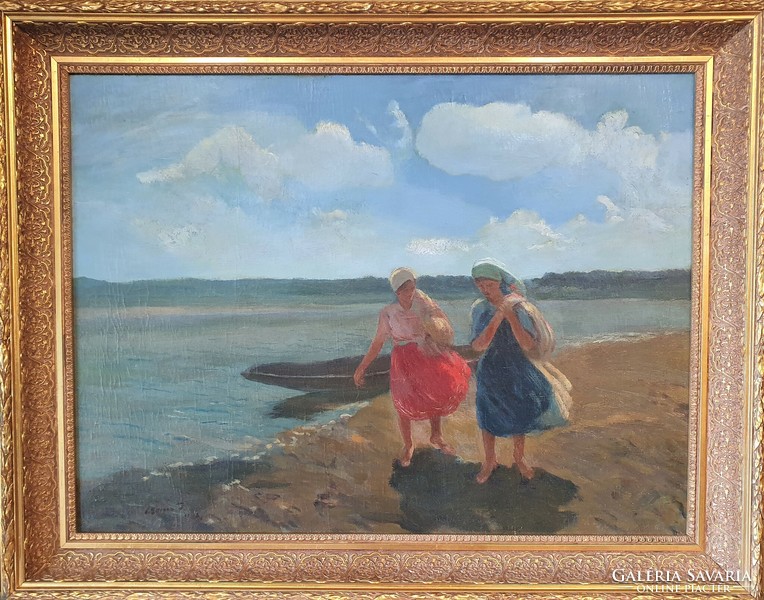 János Czencz / girls on the bank of the Danube