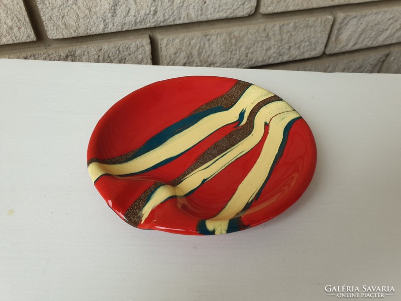 Retro enamel old ashtray with red enamel design metal ashtray