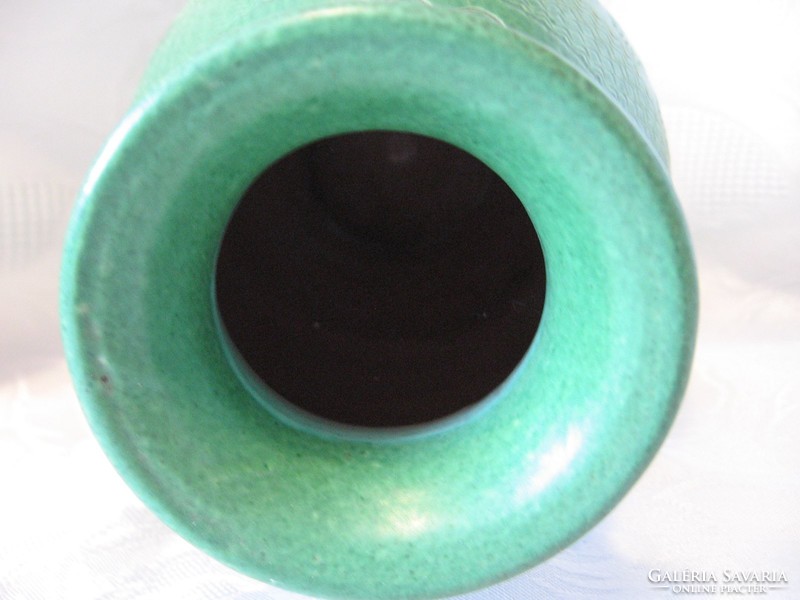 Wilhelm kagel marked scratched studio ceramic green vase