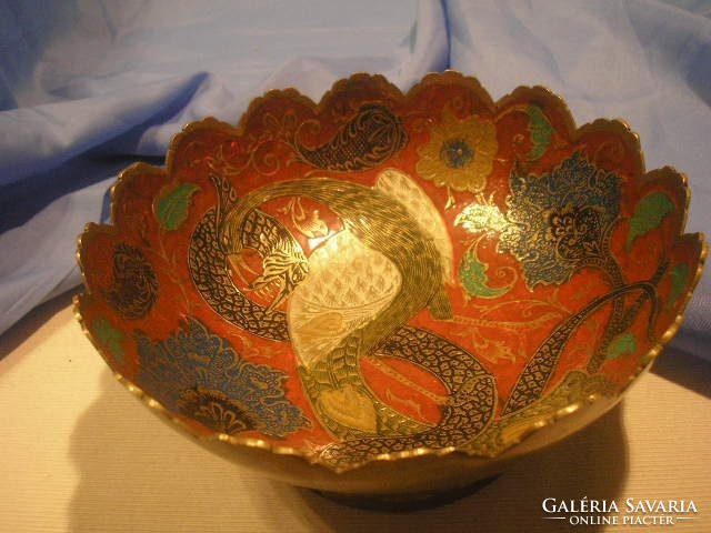 N15 antique fire enamel bird, leaf flower ornate table center rarity 20 x 10 cm free of charge