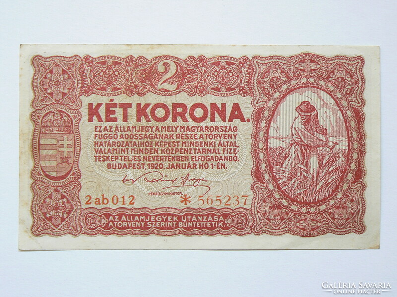 2 KORONA BANKJEGY, 1920.
