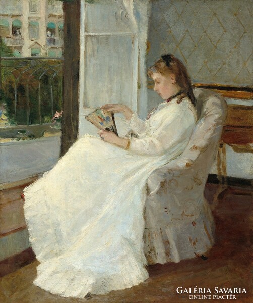 Berthe Morisot - the artist’s sister in the window - on a canvas reprint blindfold