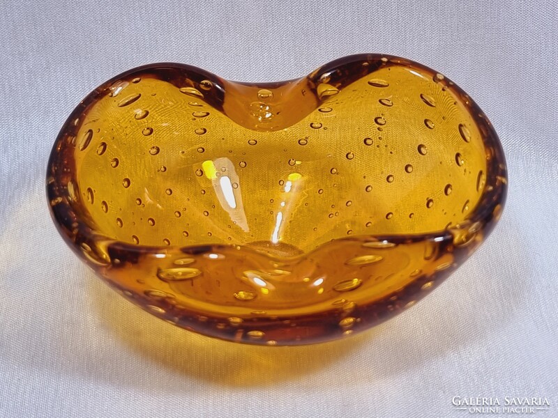 Thick-walled bubble glass table decoration / ashtray, presumably murano or Czech work, xx.Second half
