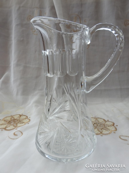 Large hand - polished beverage crystal spout - jug