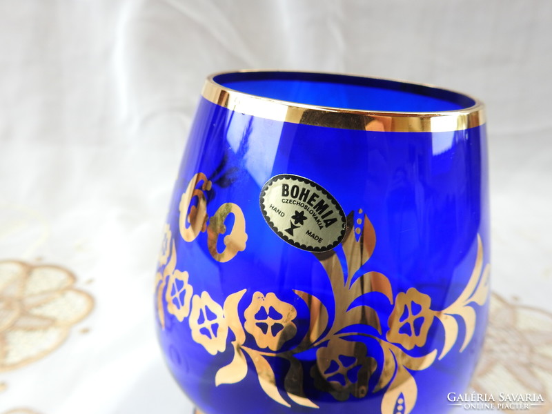 Bohemia stem hand painted chalice glass - for 60th anniversary