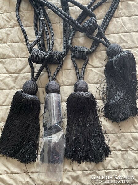 New! Large pair of elegant black curtain tassels