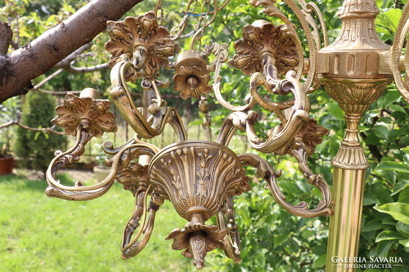 Baroque style brass 6 arm chandelier