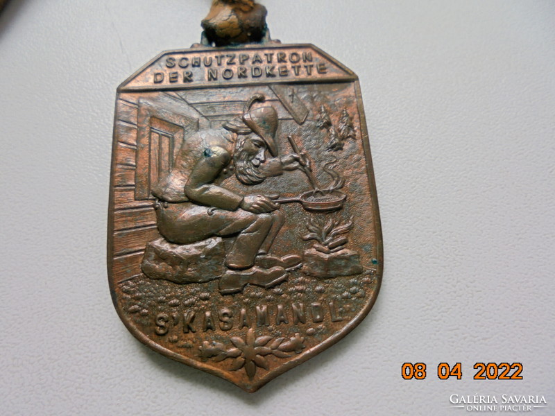 Bronzed antique badge nordkette austrian alps innsbruck northern chain with the cable car