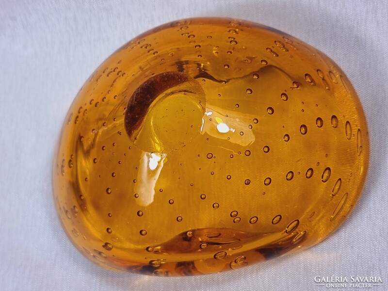 Thick-walled bubble glass table decoration / ashtray, presumably murano or Czech work, xx.Second half