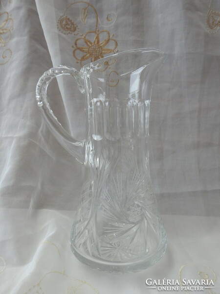 Large hand - polished beverage crystal spout - jug
