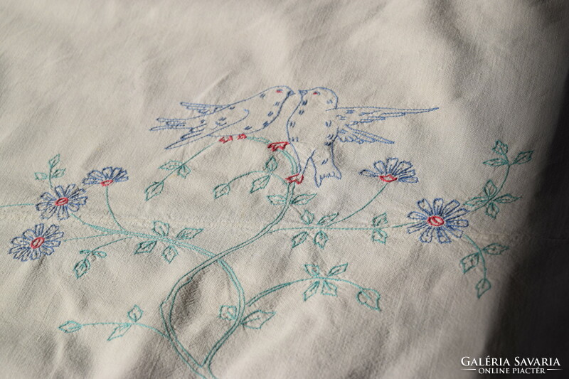 Old Folk Tradition Canvas Tablecloth Tablecloth Tablecloth Bird Pigeon Hand Embroidered 145 x 104