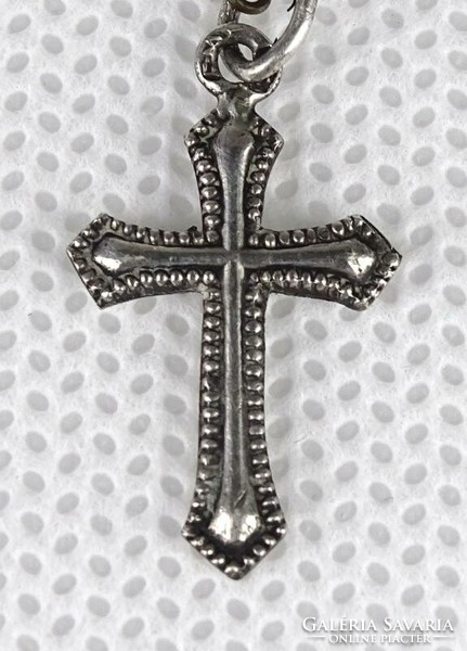 1J048 old marked silver mary garland rosary