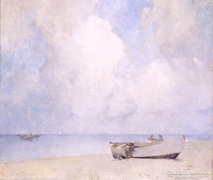 Emil Carlsen - the fishing boat - canvas reprint on blindfold