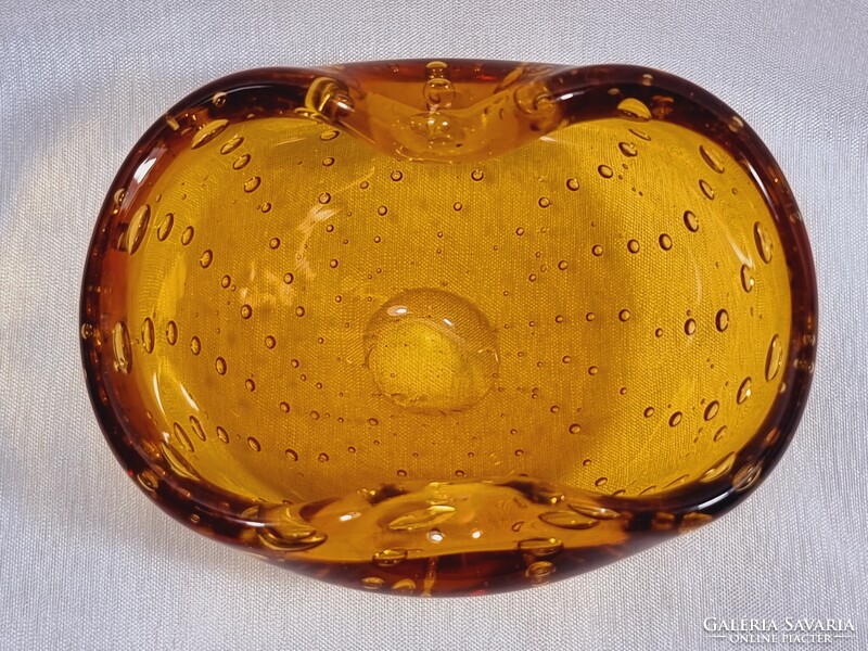 Thick-walled bubble glass table decoration / ashtray, presumably murano or Czech work, xx.Second half