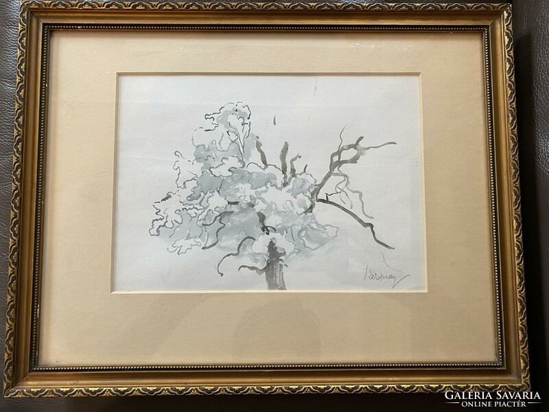 István Bosznay: deciduous tree watercolor