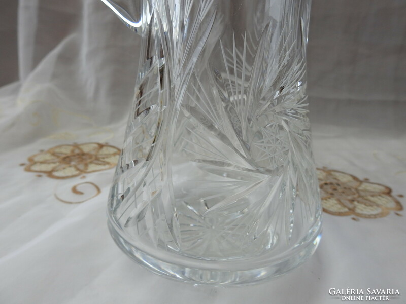 Large hand - polished beverage crystal spout - jug