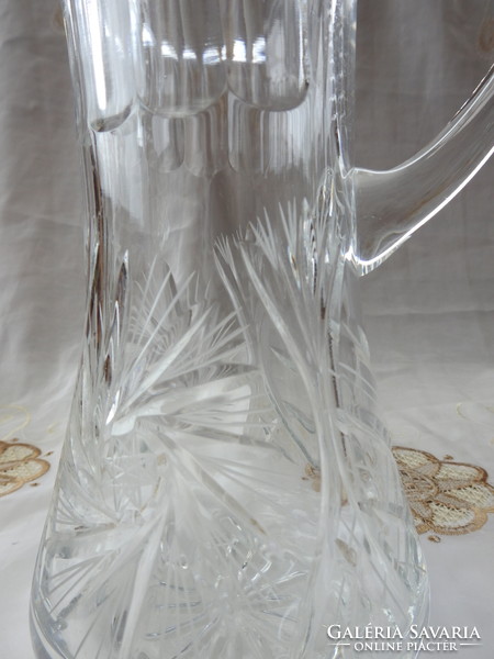 Large hand - polished beverage crystal spout - jug