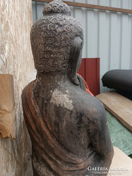 Old used garden stone buddha artificial stone statue approx. 55cm heavy