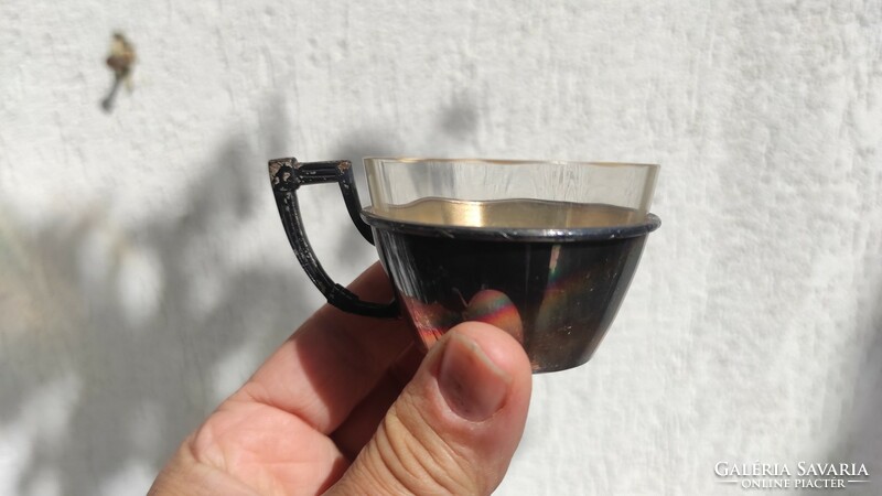 Gyönyörű antik Szecessziós,Art Deco kínáló, kávé,tea tálca csészével ezüst jellegű Argentor AS Tàl
