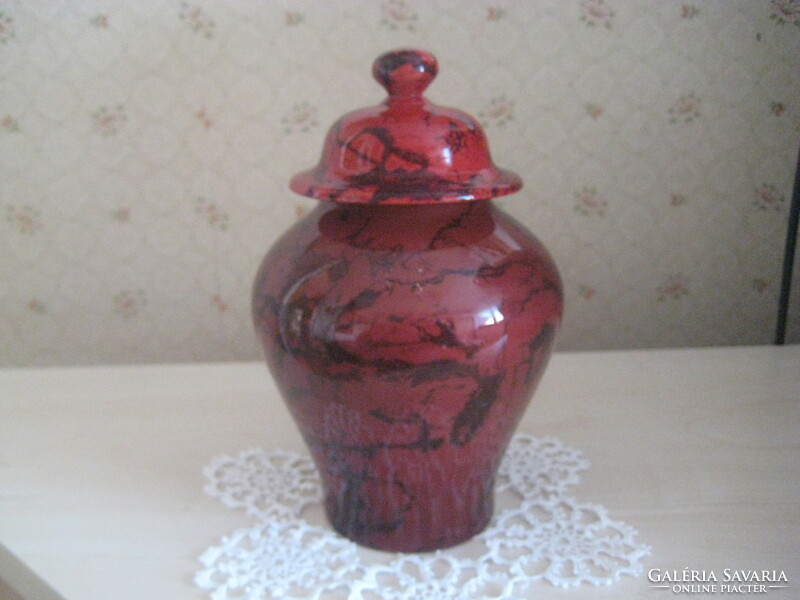 Zsolnay, vase with lid, flawless, beautiful, marble, with Labrador colors, 18 cm