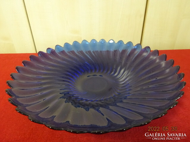 Kobalt kék üveg asztalközép, átmérője 33 cm. Vanneki! Jókai.