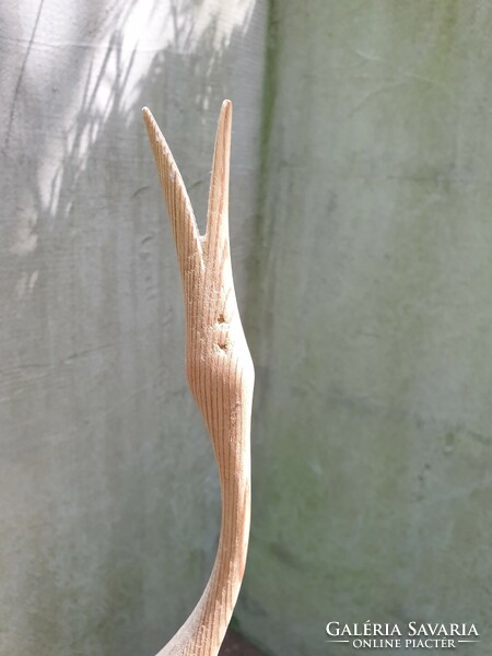 Wooden bird carved sculpture retro decorative object natural design vintage loft