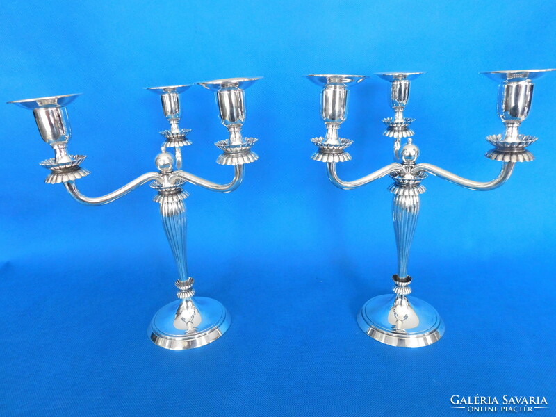 Pair of silver English candelabra candle holders 1507 gr