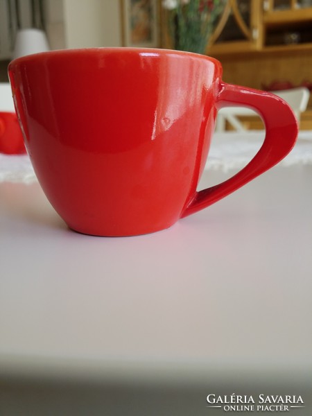 Zsolnay piros 6 személyes retro komplett kávés szett