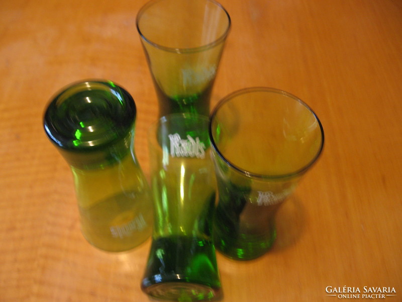 4 db retro zöld üveg Radis olasz keserű győgynövényes likőr pohár