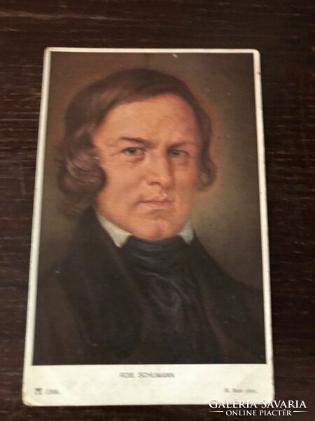 Rob. German composer Schumann.1810-1856 Color postcard. Written. Stamped.