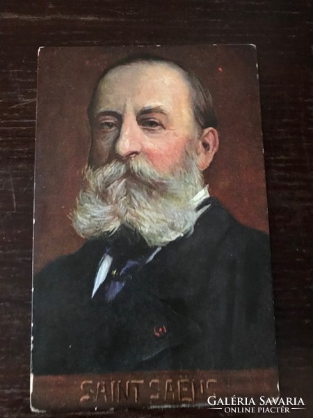 Francia szeneszerző. Saint Saens 1835-1921 színes képeslap. Postatiszta.