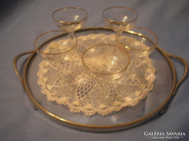 U1 antique, gold-plated flawless 5-piece filigree short-drink liqueur extra rarity