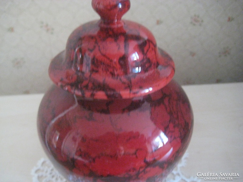 Zsolnay , fedeles váza  , hibátlan  , gyönyörű , márványos , labradoros színekkel  , 18 cm