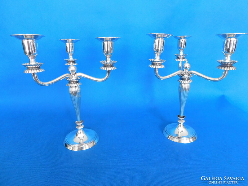 Pair of silver English candelabra candle holders 1507 gr
