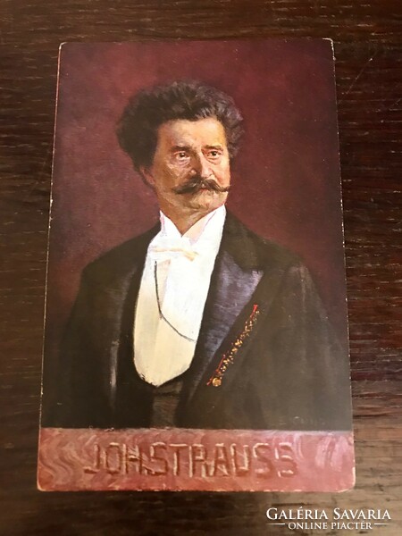 Joh.Strauss 1825-1899 osztrák zeneszerző Színes képeslap festmény alapján. Postatiszta.