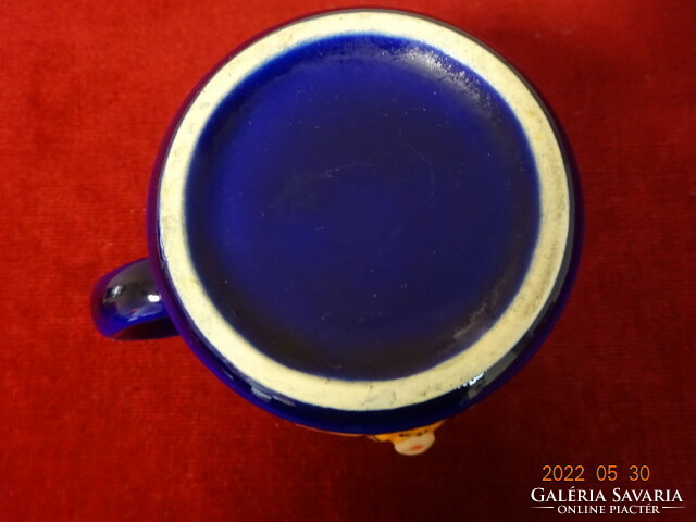 German porcelain glass with cobalt on a blue background with noel inscription and tiger. He has! Jókai.