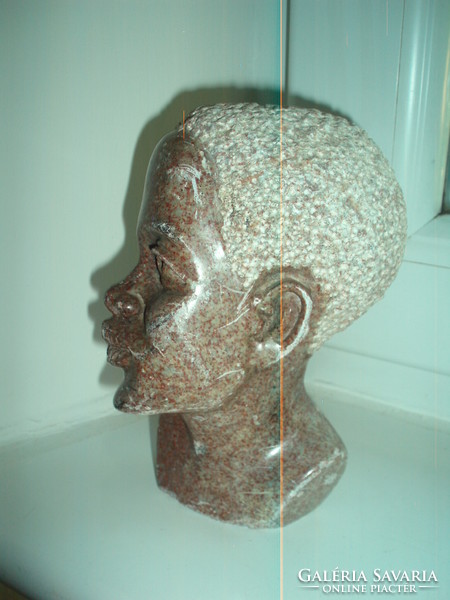 Vintage ásvány faragott afrikai szobor portré