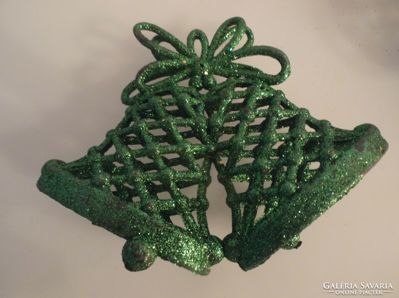 Christmas tree decoration - 3 d - 11 x 8 x 3 cm - bell thick - glitter - lace effect - German - flawless