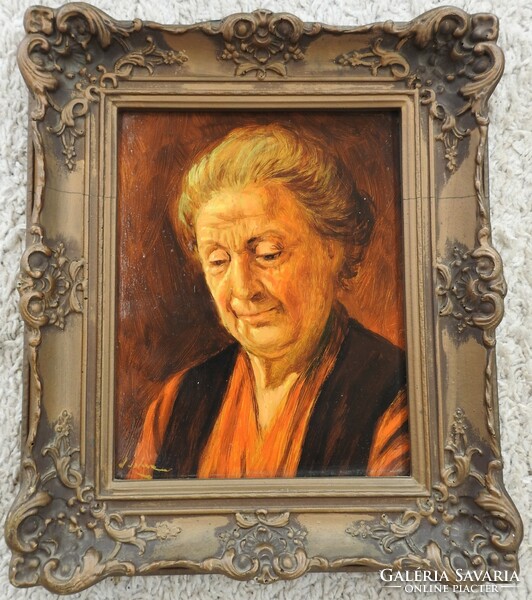 Ismeretlen festőművész -  Asszony portré  - olaj / fa - blondel keretben