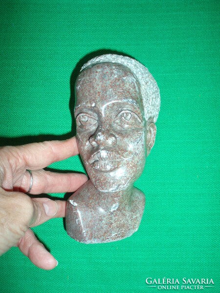 Vintage mineral carved african statue portrait