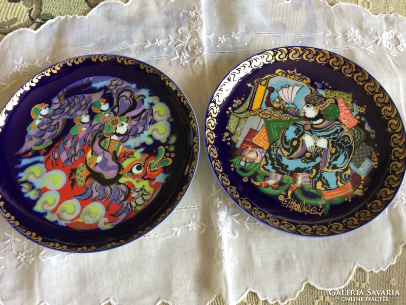 A pair of Bjorn wiinblad decorative plates from the sindbad series, signed by the designer