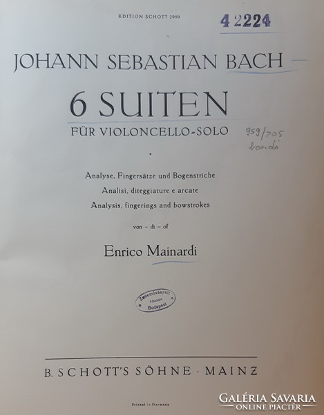 J.S. Bach: 6 suiten für violoncello solo - mainardi edition - sheet music