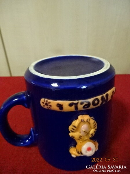 German porcelain glass with cobalt on a blue background with noel inscription and tiger. He has! Jókai.