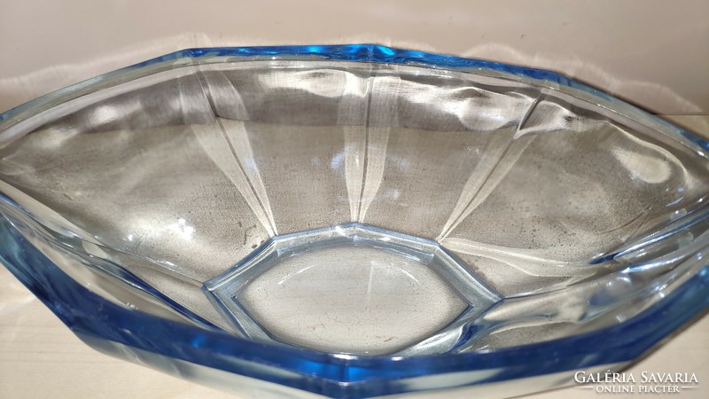 Art deco blue serving bowl on centerpiece