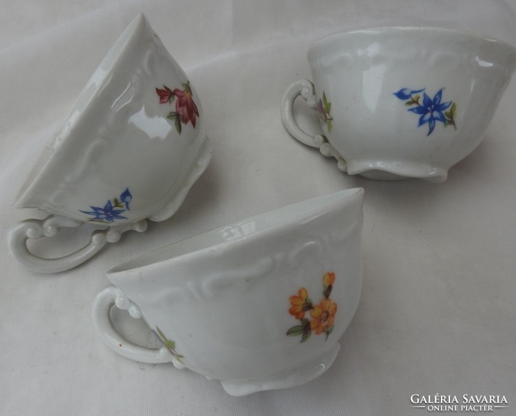 Old baroque small flower patterned zsolnay coffee cups 3 pcs