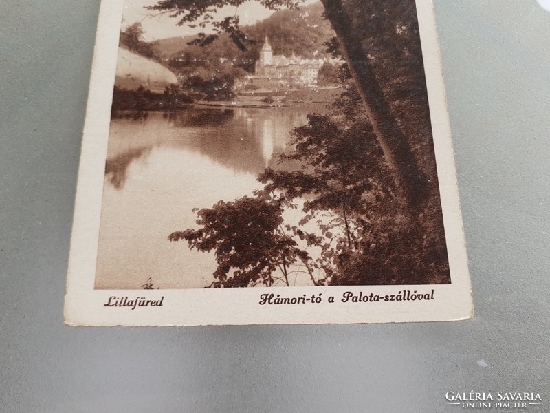 Old postcard photo postcard with purple Hámori lake palace hostel