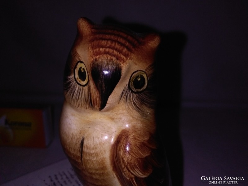 Bodrogkeresztúr ceramic book owl figure, nipple