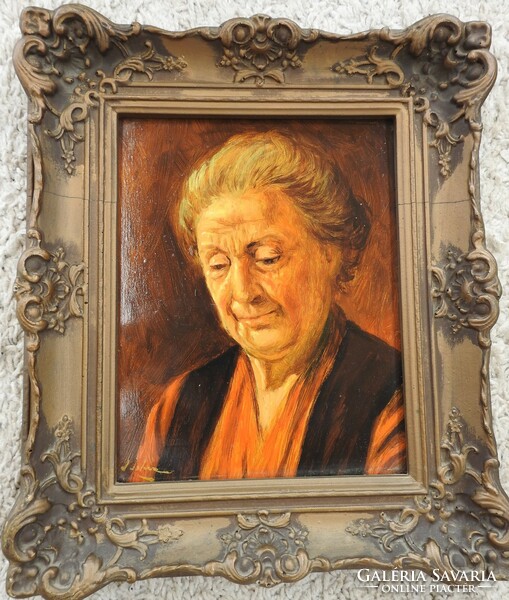 Unknown painter - woman portrait - oil / wood - blondel frame